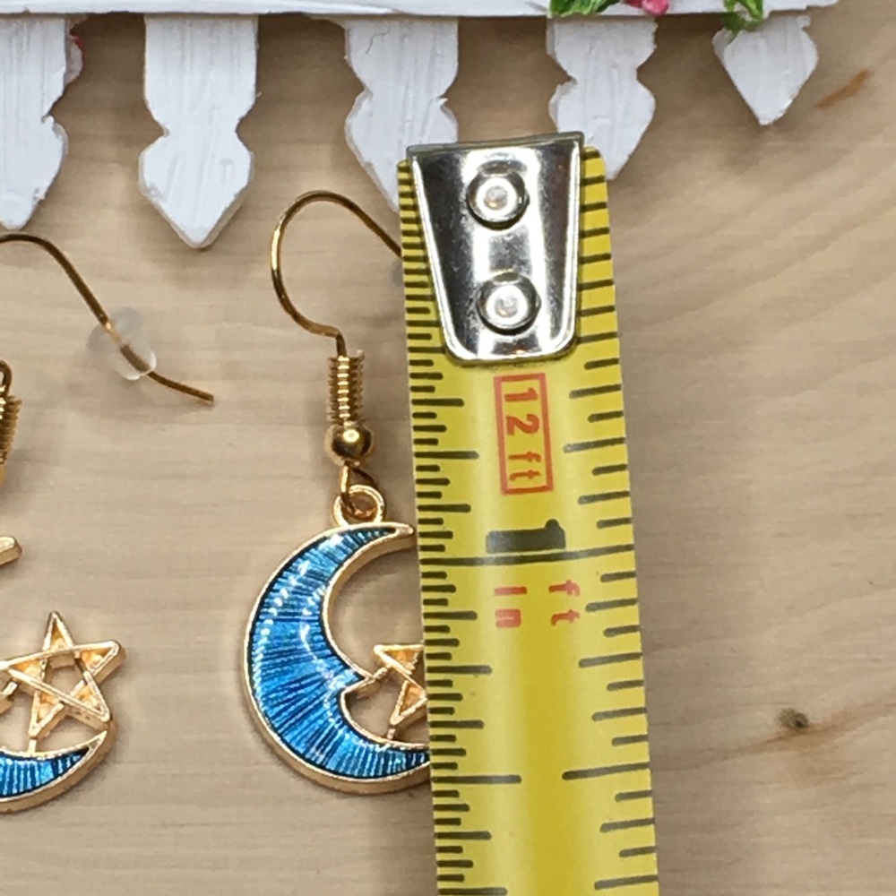 Crescent Moon and Star Earrings - Picture 6 of 8